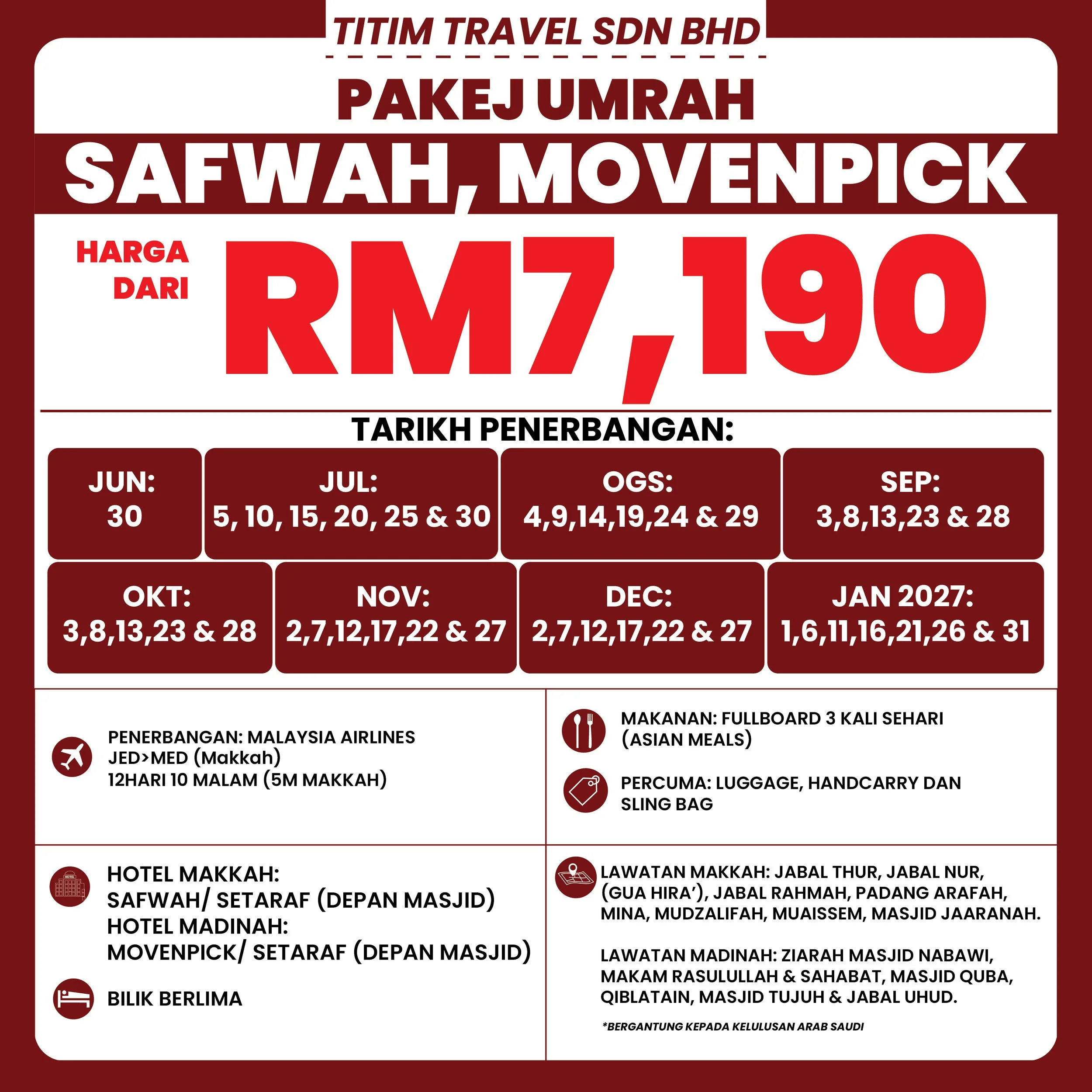 Umrah Package Safwah Movenpick RM7,190