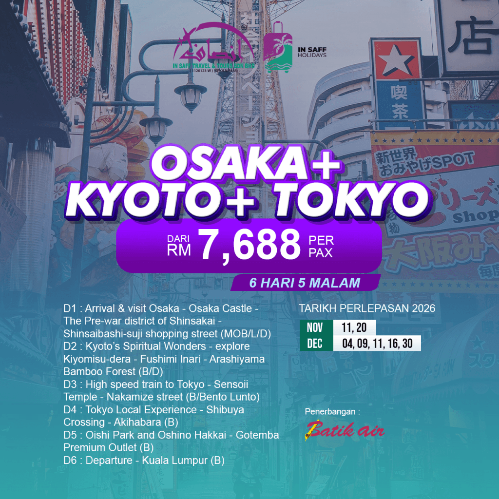 Osaka + Kyoto + Tokyo 6 Days 5 Nights