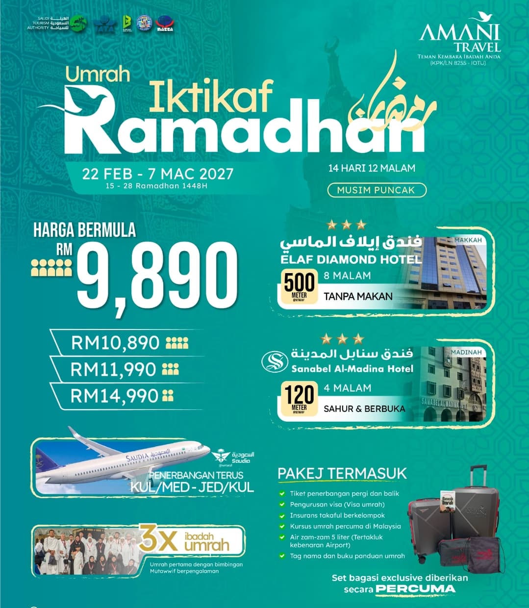 Umrah Ramadan Iktikaf 14 Days 12 Nights