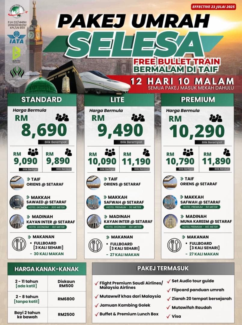 PAKEJ UMRAH SELESA (STANDARD) 12H10M